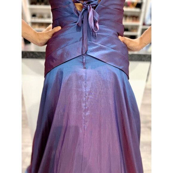 Precious Formals Purple Peacock Taffeta Y2K Formal Gown $420 - Picture 9 of 12